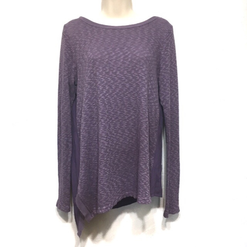ANTHROPOLOGIE PURPLE LEFT OF CENTER ASYMMETRICAL RAW SWEATER TOP